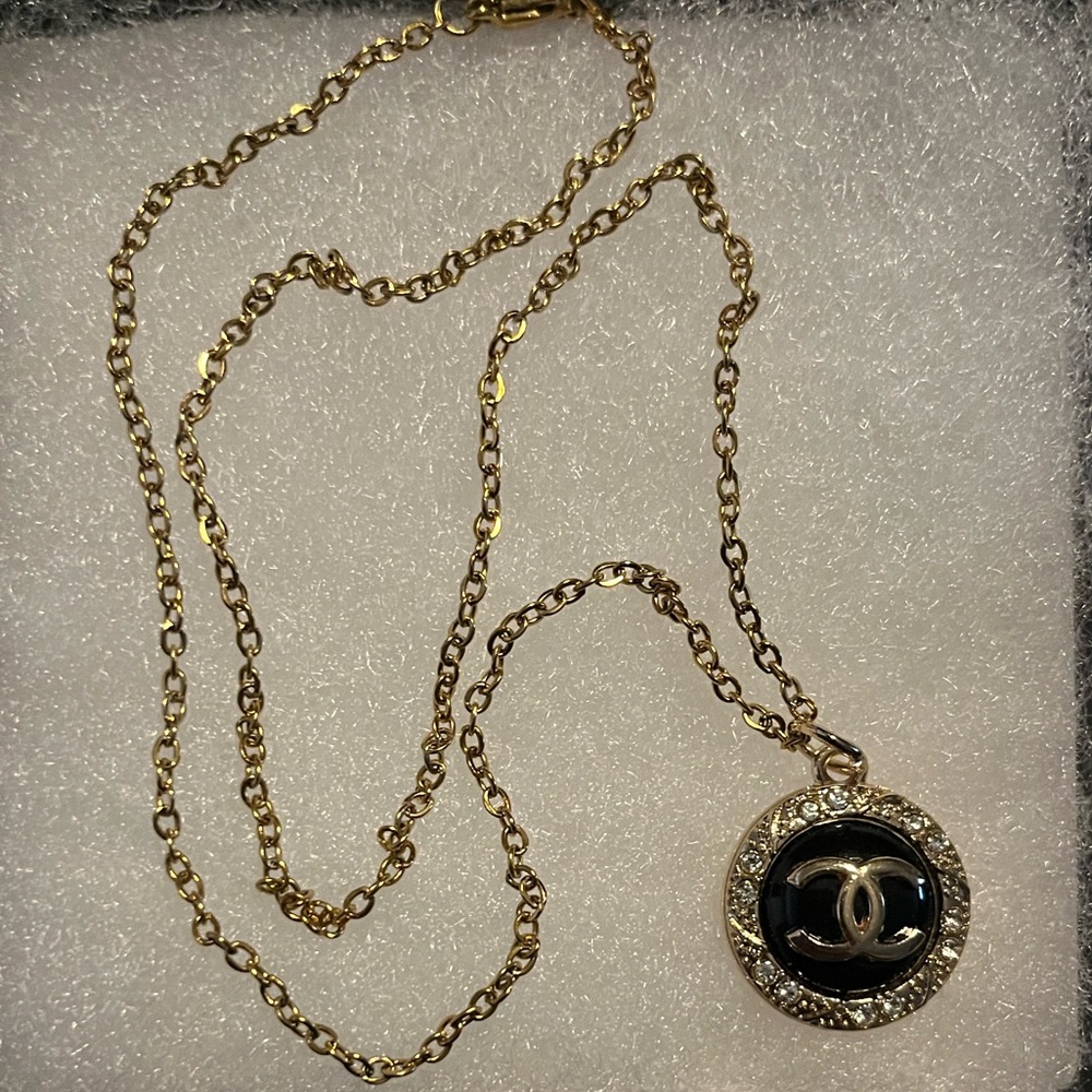 Gold and Black Pendant Necklace